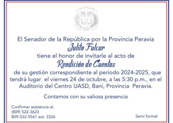 Senador Julito Fulcar rendirá cuentas del período legislativo 2024-2025 este viernes 24 en Baní